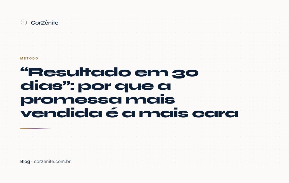 “Resultado em 30 dias”: por que a promessa mais vendida é a mais cara